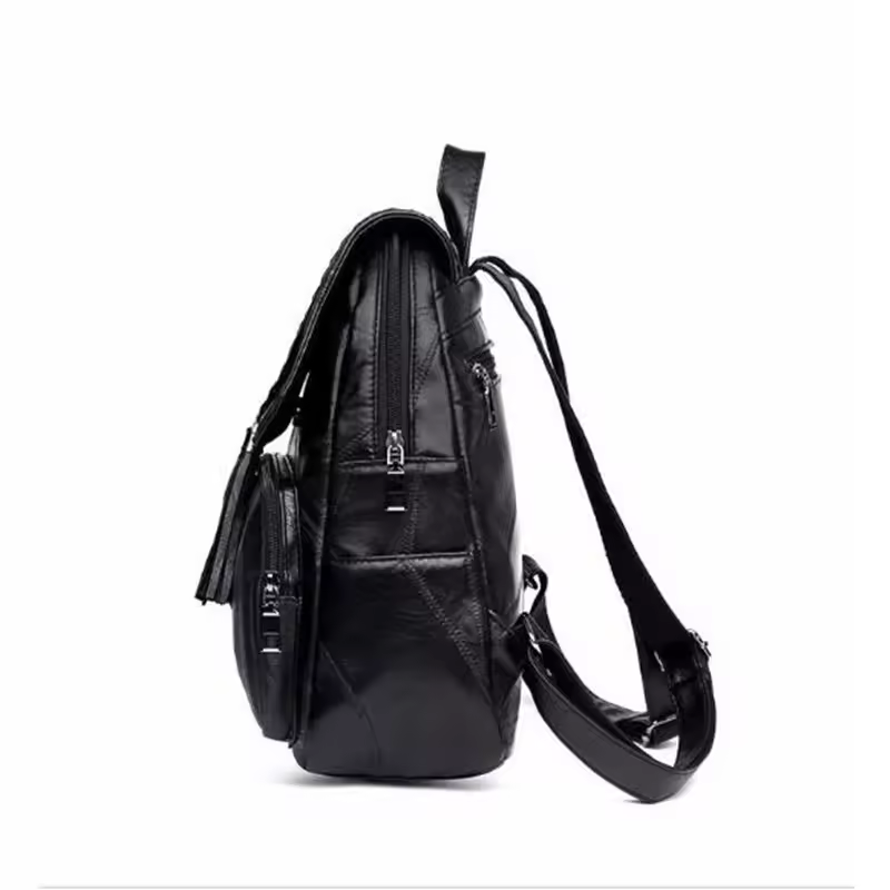 Mochila negra moderna y versátil, Mini bolso de hombro pequeño, diseño de lona, mochila de viaje deportiva impermeable, Unisex - Imagen 4