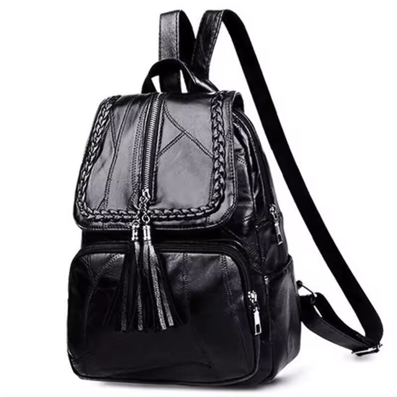 Mochila negra moderna y versátil, Mini bolso de hombro pequeño, diseño de lona, mochila de viaje deportiva impermeable, Unisex - Imagen 2