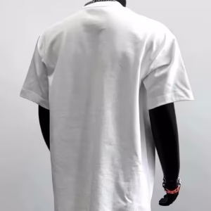 Alternative view of Camiseta holgada 100% algodón para hombre con estampado de letras coreanas - Blanca